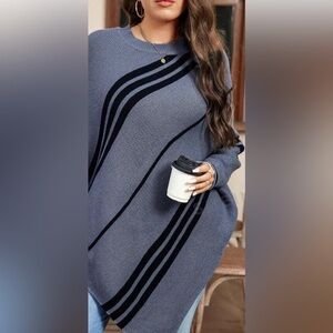 - Boutique Brand New Striped  colorblock poncho plus size 3/4X. 🌸🌺🌹 I